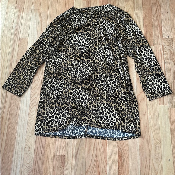 Nina Leonard Cardigan Womens 2X Brown Black Animal Print Stretch Layering Piece - Picture 8 of 9